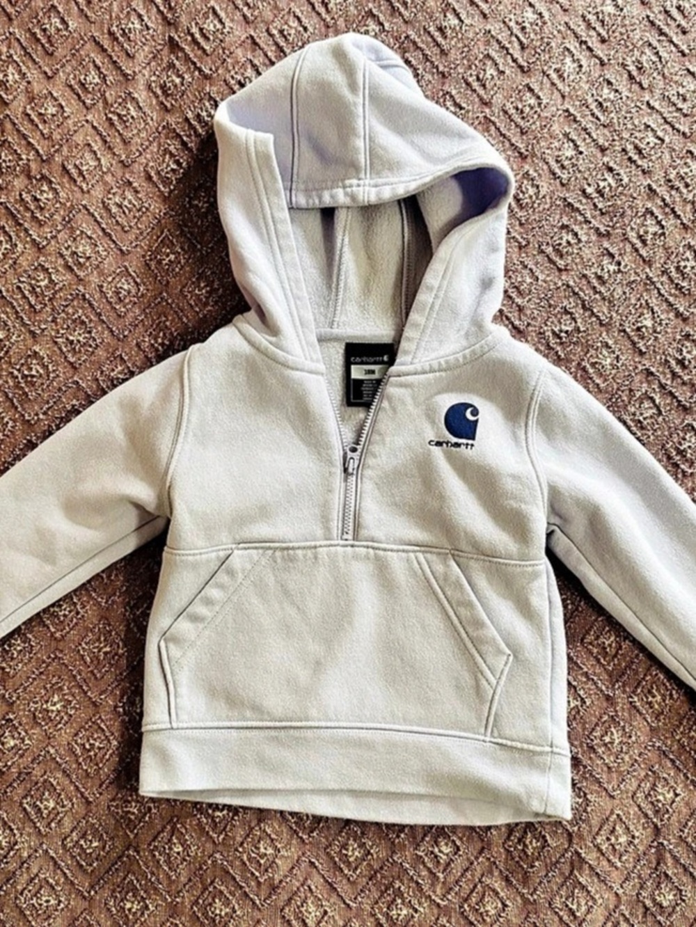 Carhartt Toddler Half-Zip Hooded Sweatshirt White  Size 18 Mths.